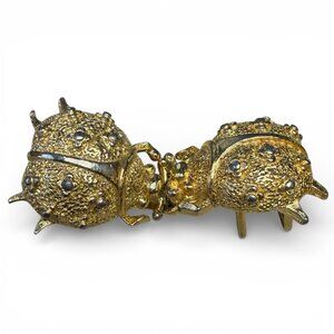Vintage Mimi Di N Figural Lady Bug Belt Buckle Insect Gold Tone 70s